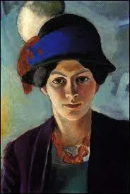 Here's a woman wearing a blue hat. Who painted this portrait?