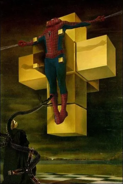 Which hero is crucified in Dali's painting 'Crucifixion' ?