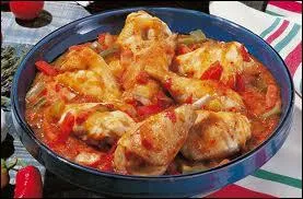 One of these chicken preparations uses onions, tomatoes, red and green peppers. Which ? The chicken ...