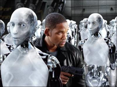 (2004) In 2035, Will Smith is part of a society in which intelligent android robots serve mankind.