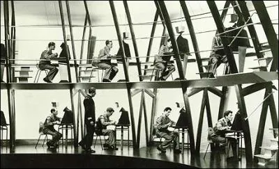 (1956) The world is under the control of an omnipresent dictator, represented by the figure of Big Brother.