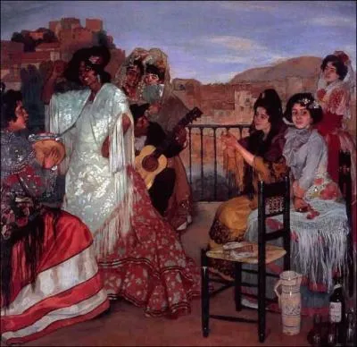 Gypsy dance on the terrace, Granada, 1922-23