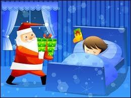 Santa Claus (came) down the chimney while he (sleep)