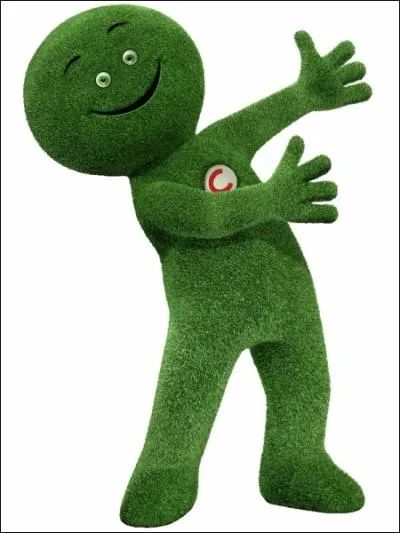 Which brand is represented by this green man?