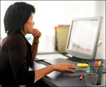 What is the woman doing?