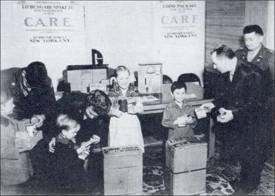 What traveled to cities and towns across America collecting food for Europe in 1947?