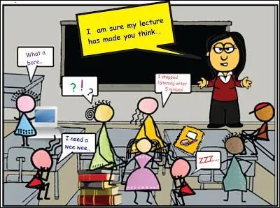 Between you and ... , this teacher gets a bit boring sometimes.