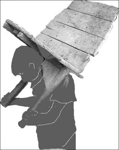 This macon tool was used to carry mortar on the back.