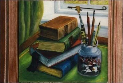 The books are now ... on the desk.