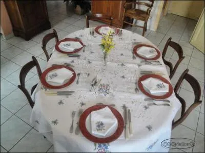 I was ... the table when the guests arrived.