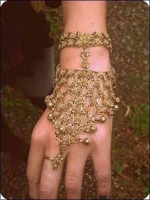 This lady is wearing an Indian bracelet on her ... .