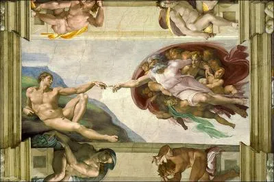 Regarding the  Creation of Adam  by Michelangelo - Which of these facts is true?
