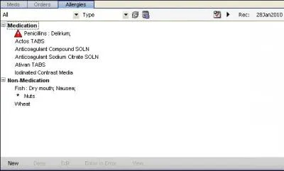 The Allergies component displays :