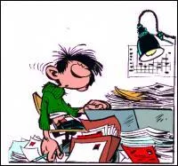 I am worried. My son never look ... to doing his homework.