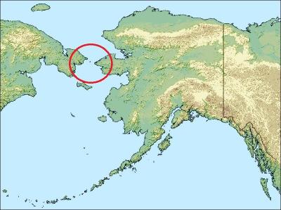 The Bering strait is located between ... United States and ... Russia.
