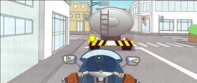 You are traveling at 30 km/hr the large size truck front of you are going to make it's left turn. What are cautions you should do?

3.	While turning left the Large size truck might suddenly stop so make a large space distance apart from it to avoid collision.