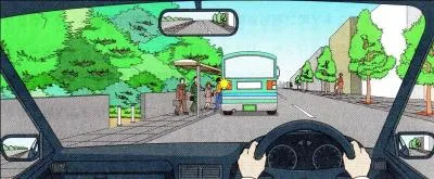 You are travelling at 30 km/hr. What are cautions you should do?

Pedestrian that get out of the bus is walking in the front of the bus that hinders to your appearance, you will move the steering wheel and overtake the bus.