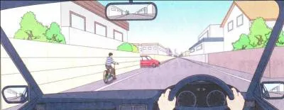 You are travelling at 30 km/hr going straight on the intersection. What are cautions you should do?
You thought that the oncoming automobile on the left side of the road is waiting you so you will go to the right part of the road and pass the bicycle on your senses and quickly make you way to pass the intersection.