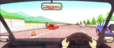 At the expressway you are travelling at 80km/hr what are cautions you should do?

The parked broken car's driver might suddenly open the door, in the same lane remove the accelerator pedal; take attention to the car you are travelling with in the right lane, proceeds on the right.