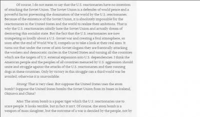 Why is Mao unafraid of the USA?