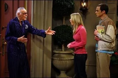 Stan Lee welcomes a fan to his home.