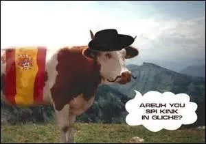 What does Parler francais comme une vache espagnole mean?