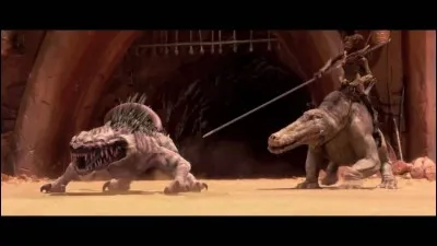 What monster did she face in the arena of Geonosis?