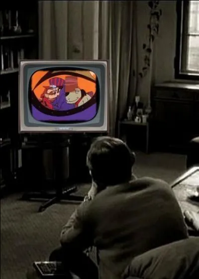 What does this man watch on TV?