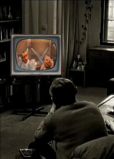 What does this man watch on television?