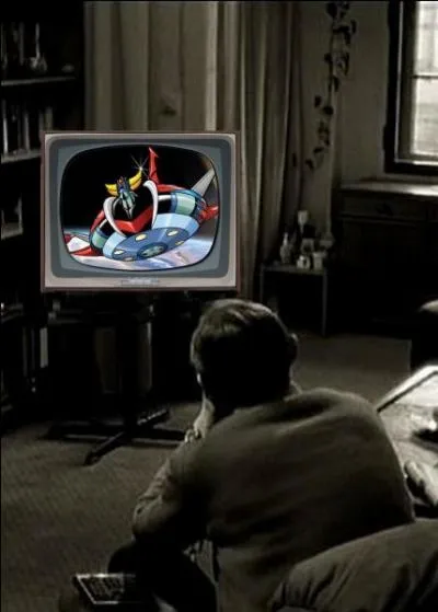 What is this man watching on television?