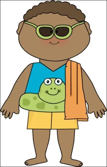 He ______ wearing shorts and sunglasses.