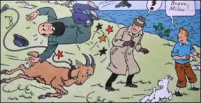 In which Tintin adventure does a goat come to Tintin's aid and save his life?