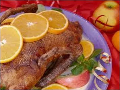 Which fruit is often associated with duck according to a famous recipe?